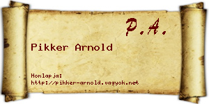Pikker Arnold névjegykártya